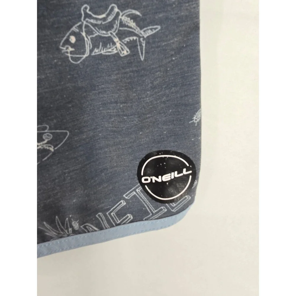 ONeill Boys Board Shorts Size 14 Gray‎ Blue Tropical Aloha Print Swim Trunks